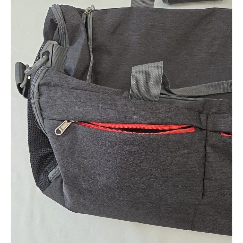 Canway Gym Duffel Bag Travel Sports Bag Carry On Overnight Black Redbmulti...